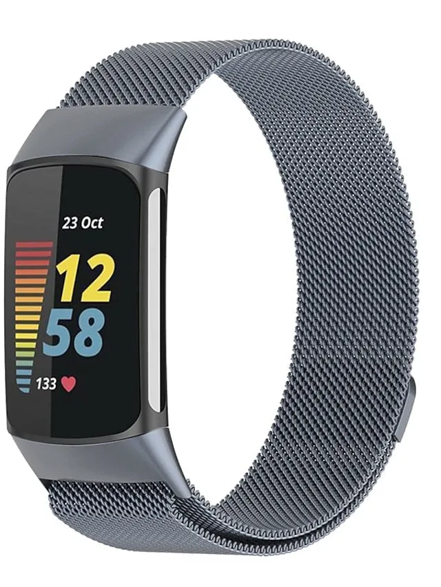 1 pcs Smart Watch Band for Fitbit Charge 5 Stainless Steel Smartwatch Strap Magnetic Adjustable Milanese Loop Charge 5 Replacement  Wristband
