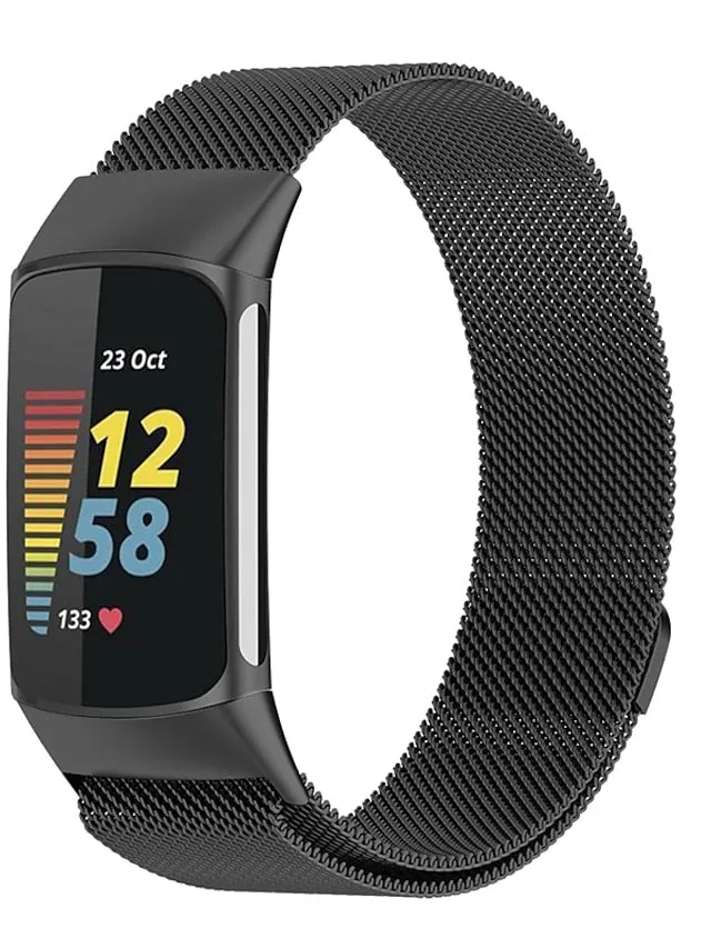 1 pcs Smart Watch Band for Fitbit Charge 5 Stainless Steel Smartwatch Strap Magnetic Adjustable Milanese Loop Charge 5 Replacement  Wristband