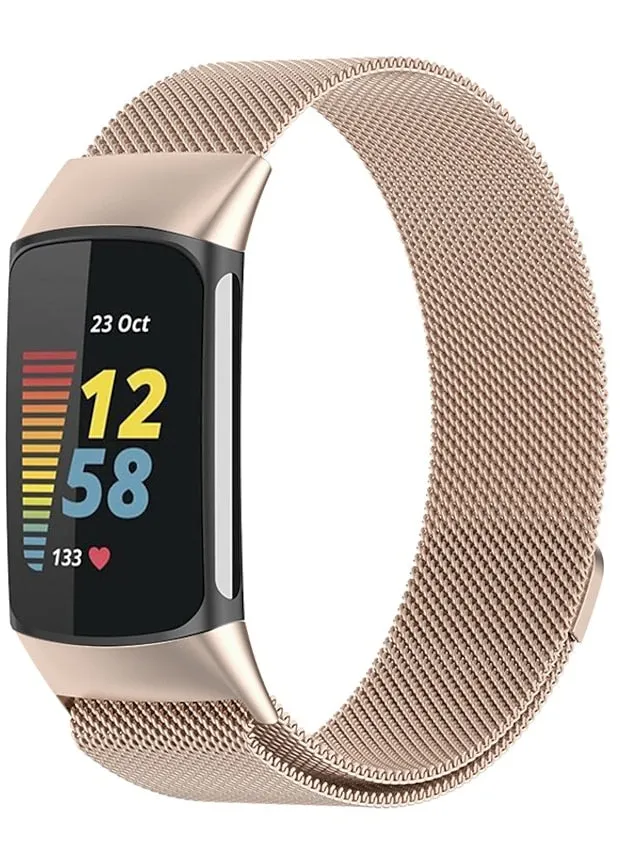 1 pcs Smart Watch Band for Fitbit Charge 5 Stainless Steel Smartwatch Strap Magnetic Adjustable Milanese Loop Charge 5 Replacement  Wristband