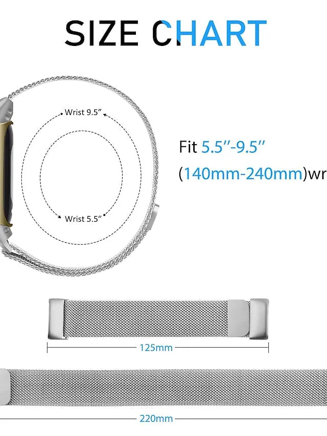 1 pcs Smart Watch Band for Fitbit Charge 5 Stainless Steel Smartwatch Strap Magnetic Adjustable Milanese Loop Charge 5 Replacement  Wristband