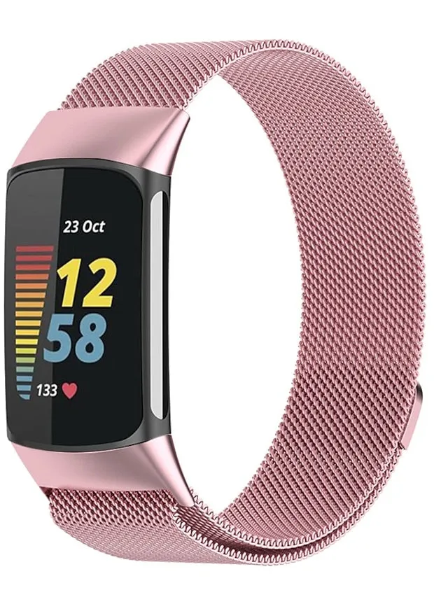 1 pcs Smart Watch Band for Fitbit Charge 5 Stainless Steel Smartwatch Strap Magnetic Adjustable Milanese Loop Charge 5 Replacement  Wristband