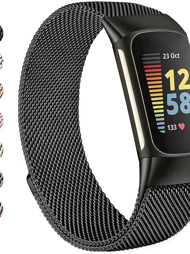 1 pcs Smart Watch Band for Fitbit Charge 5 Stainless Steel Smartwatch Strap Magnetic Adjustable Milanese Loop Charge 5 Replacement  Wristband