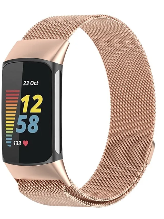 1 pcs Smart Watch Band for Fitbit Charge 5 Stainless Steel Smartwatch Strap Magnetic Adjustable Milanese Loop Charge 5 Replacement  Wristband