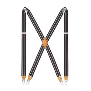 1.0 inch Adjustable Suspender with 4 Clips - BLACK/WHITE