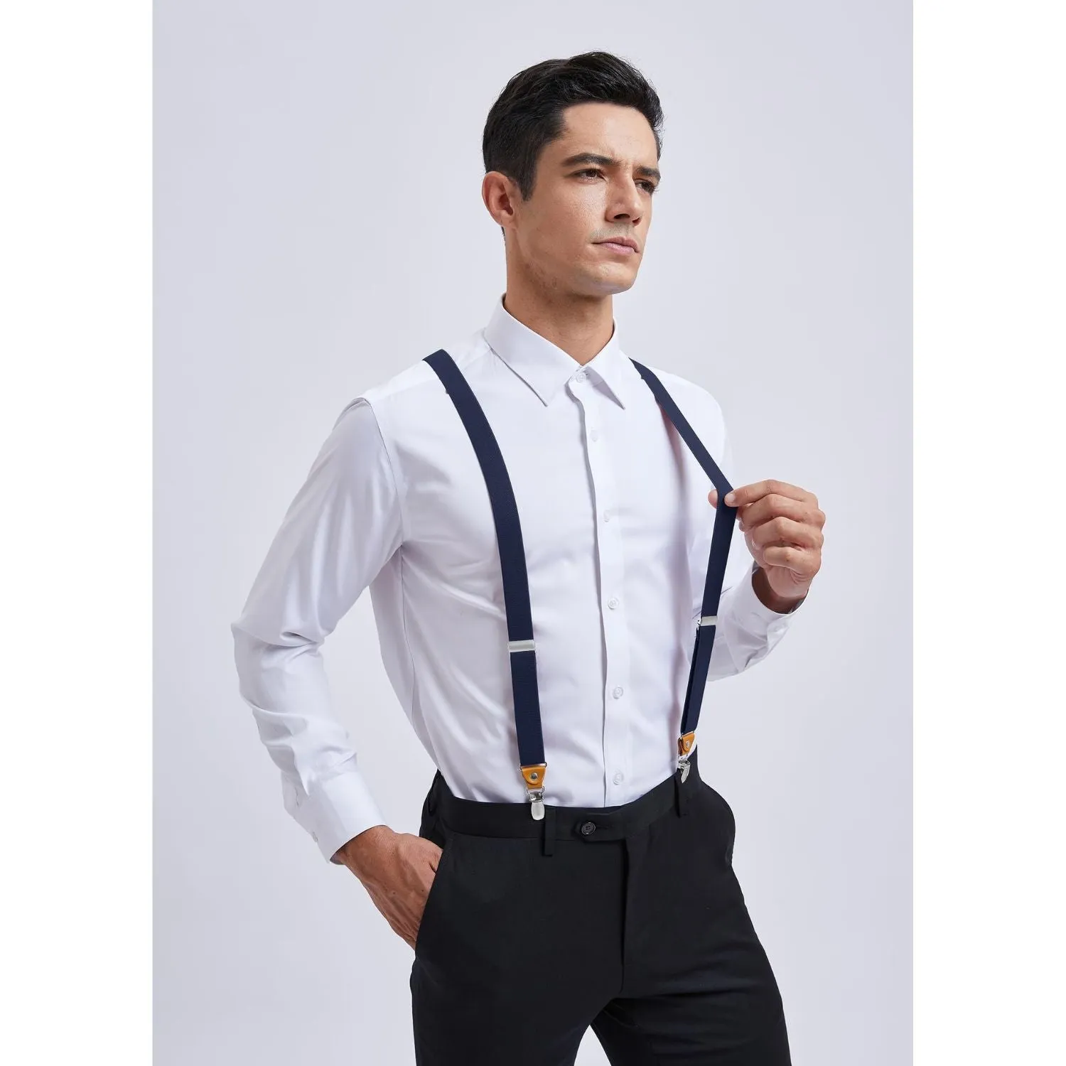 1.0 inch Adjustable Suspender with 4 Clips - NAVY BLUE