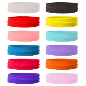 12 Pack Stretch Headbands Mixed Colors Yoga Sports Hairband for Women Soft Elastic Athletic Hair Accessories (12pcs-Multicolor)
