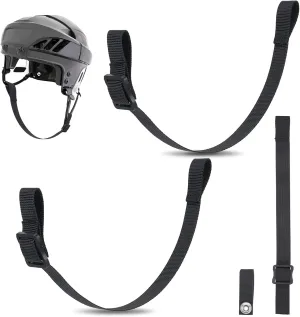 2 Sets Hockey Helmet Chin Strap Single Snap Detachable Ice Hockey Helmet Sports Chin Strap Replacement Ear Loops with an Adjustable Buckle Accessory Repair Kit