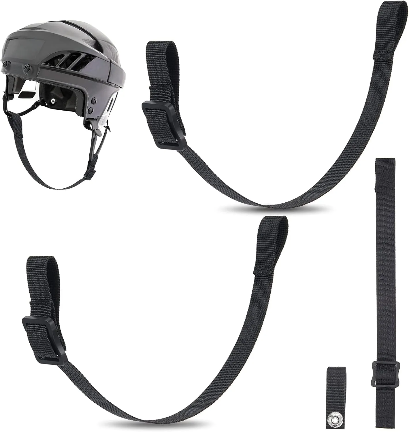 2 Sets Hockey Helmet Chin Strap Single Snap Detachable Ice Hockey Helmet Sports Chin Strap Replacement Ear Loops with an Adjustable Buckle Accessory Repair Kit