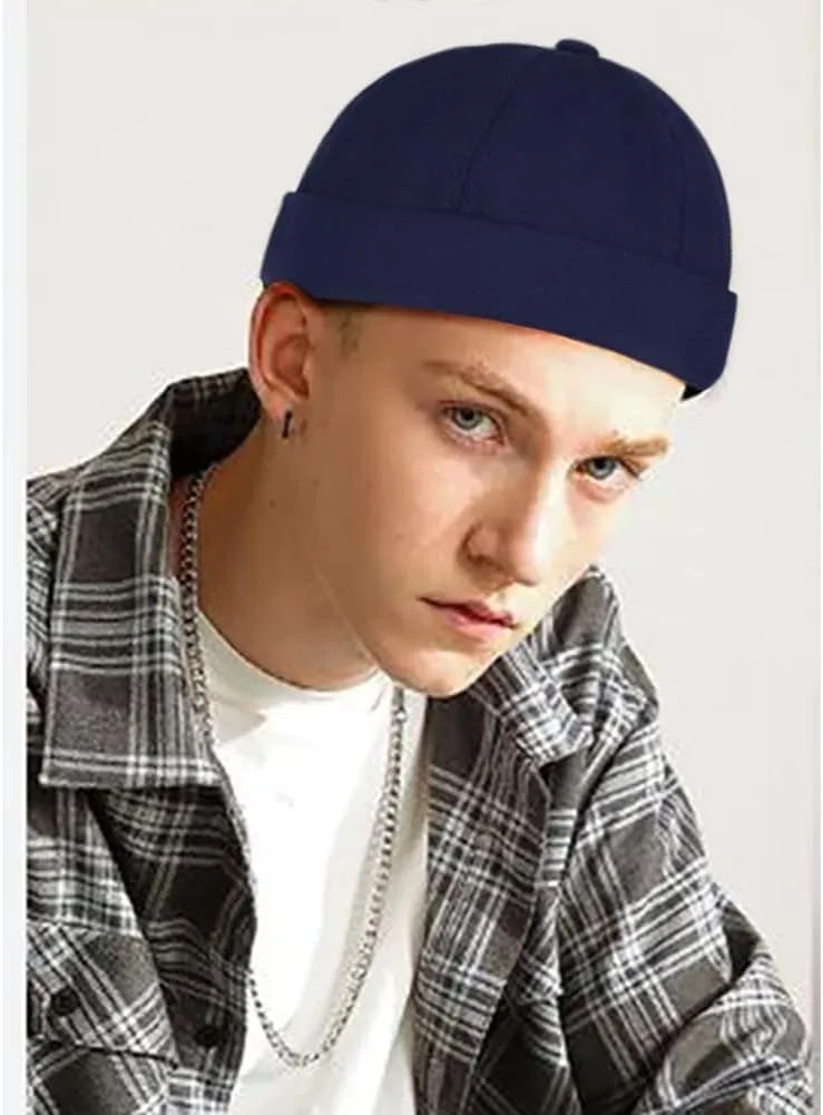 3 Pack Mens Brimless Skullcap Sailor Docker Cap Rolled Cuff Retro Beanie Hat