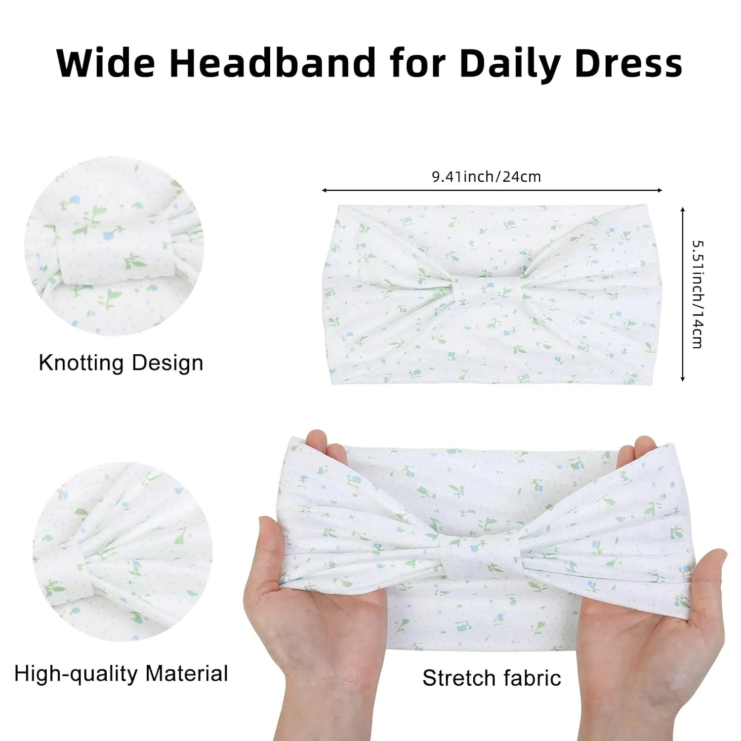 4 Packs Wide Headbands for Women Knotted Non Slip Fashion Cute Floral Printed Head Bands for Women??s Hair Large African Bandana Boho Hairbands Yoga Running Sports Workout Thick Turban Hair Accessories