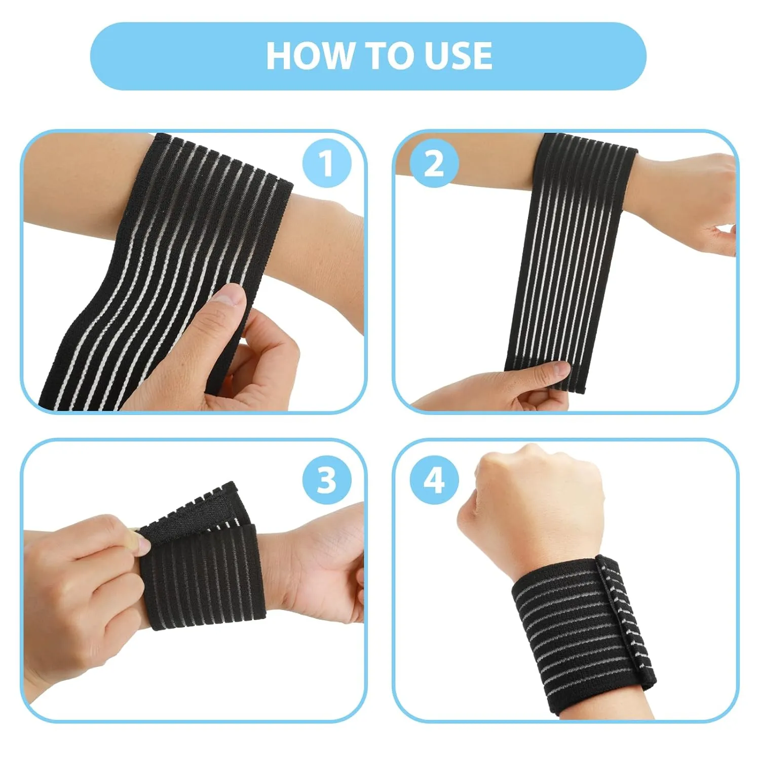 6 PCS Elastic Wrist Support Band Wrap Breathable Wrist Brace Adjustable Wrist Straps Support Relieves Wrist Pain Arthritis Tendonitis Sports Use for Men and Women Right & Left (Black,Nude)