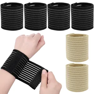 6 PCS Elastic Wrist Support Band Wrap Breathable Wrist Brace Adjustable Wrist Straps Support Relieves Wrist Pain Arthritis Tendonitis Sports Use for Men and Women Right & Left (Black,Nude)
