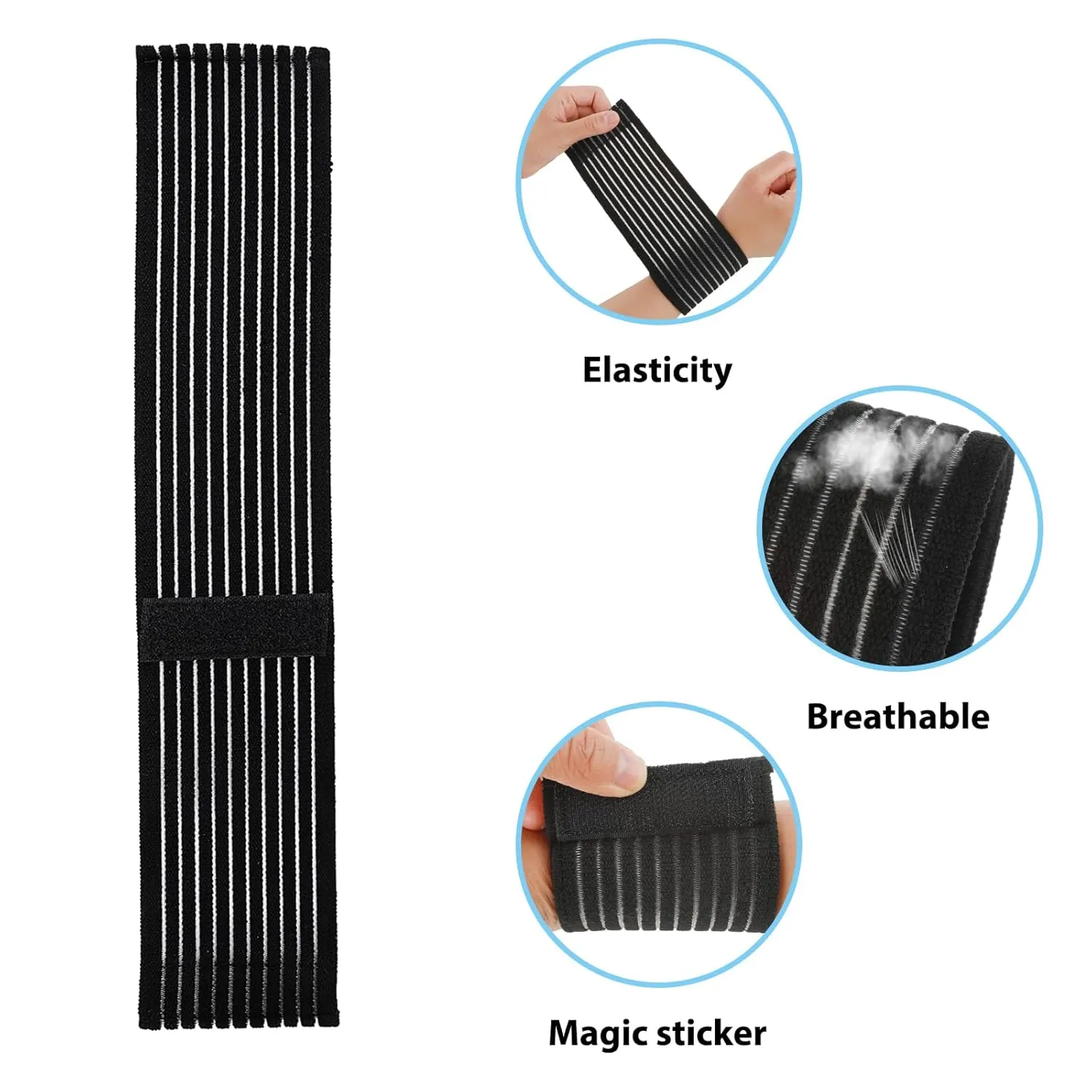 6 PCS Elastic Wrist Support Band Wrap Breathable Wrist Brace Adjustable Wrist Straps Support Relieves Wrist Pain Arthritis Tendonitis Sports Use for Men and Women Right & Left (Black,Nude)