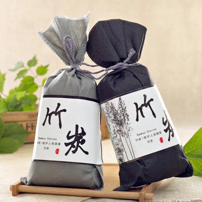 Activated Bamboo Charcoal Air Purifying Bag, Odor and Moisture Absorber, Natural Car Air Freshener, Shoe Deodorizer for Home, Pet, Closet (4bags)