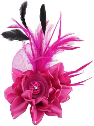 ACTLATI Fascinator Hat for Women Flower Mesh Feathers Hair Clip Tea Party Wedding Cocktail 20s Flapper Headpiece