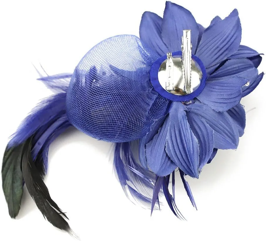 ACTLATI Fascinator Hat for Women Flower Mesh Feathers Hair Clip Tea Party Wedding Cocktail 20s Flapper Headpiece