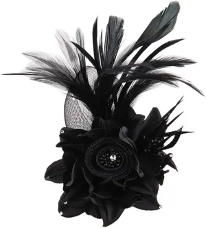 ACTLATI Fascinator Hat for Women Flower Mesh Feathers Hair Clip Tea Party Wedding Cocktail 20s Flapper Headpiece