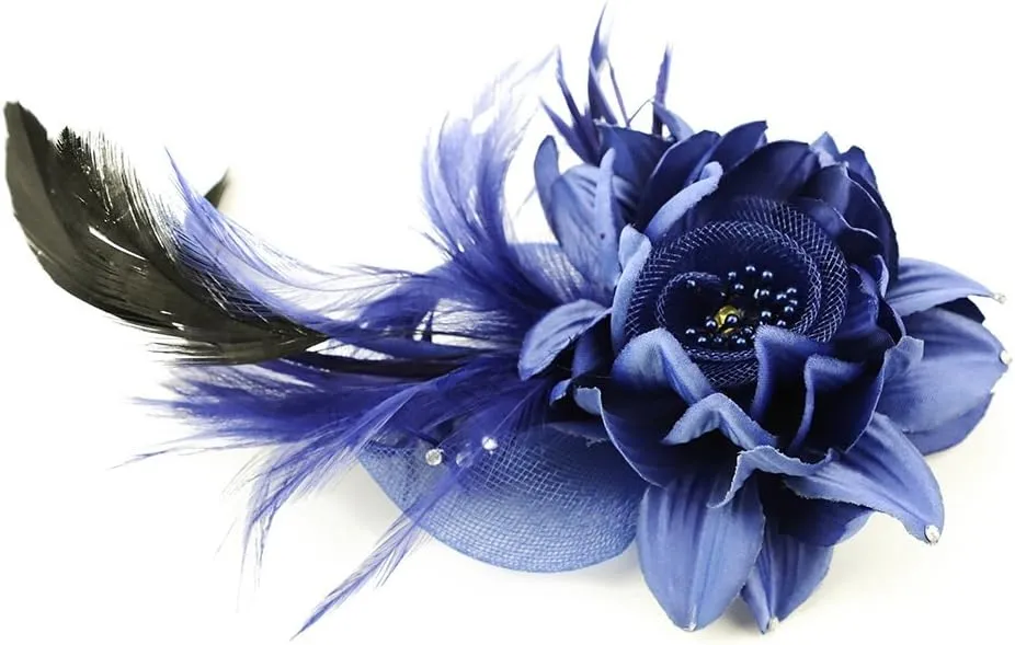 ACTLATI Fascinator Hat for Women Flower Mesh Feathers Hair Clip Tea Party Wedding Cocktail 20s Flapper Headpiece