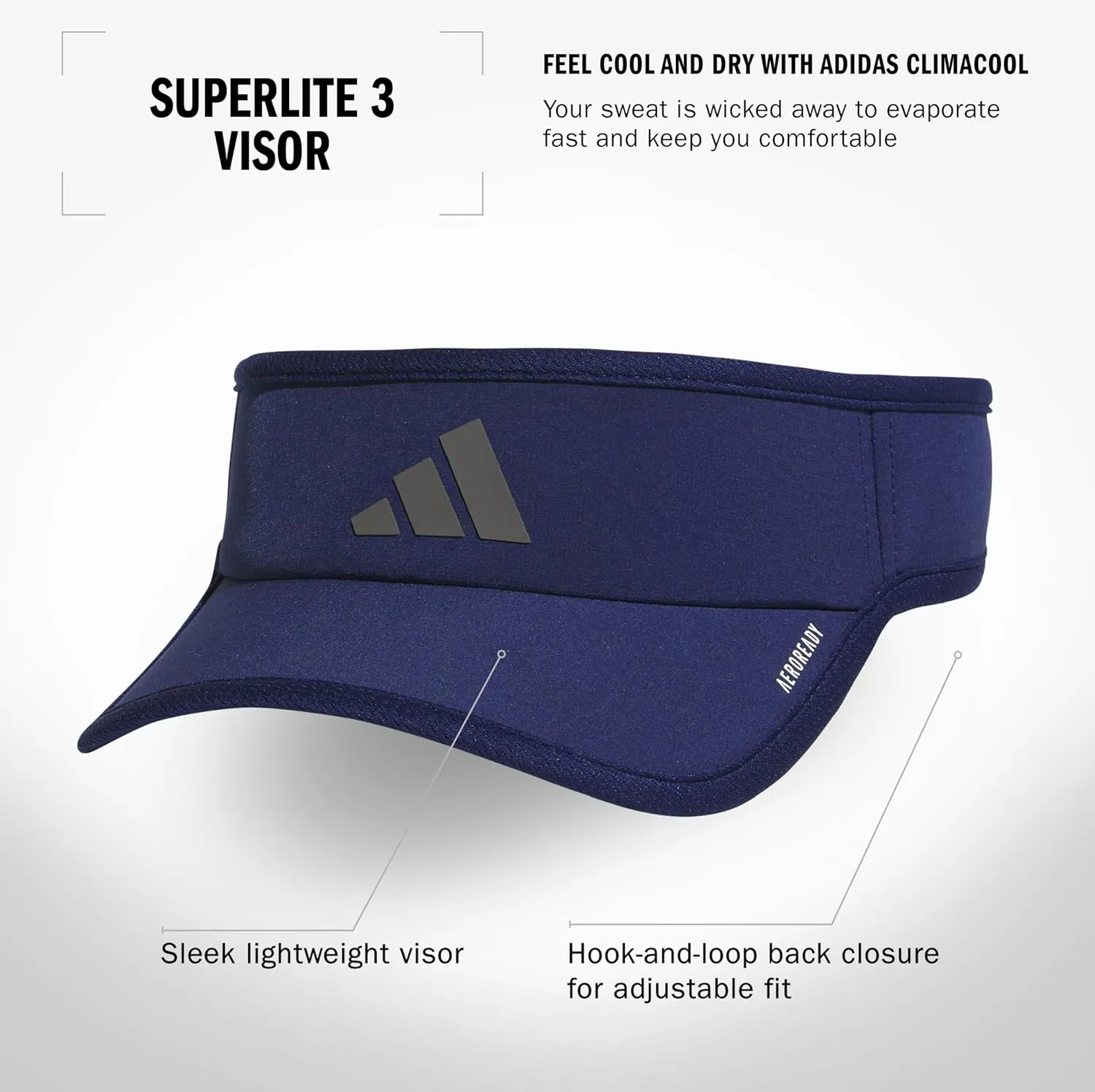 adidas Men's Superlite Adjustable Fit Sport Performance Visor