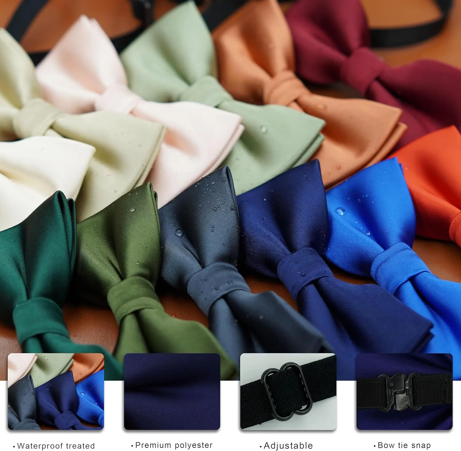 Adjustable Baby Boy Suspenders and Bow Tie, Pre-tied Kids Bowtie and Elastic Suspenders with 4 Strong Metal Clips
