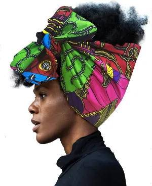African Head Wrap Extra Long 72x22Wax Print Head Scarf Tie for Women