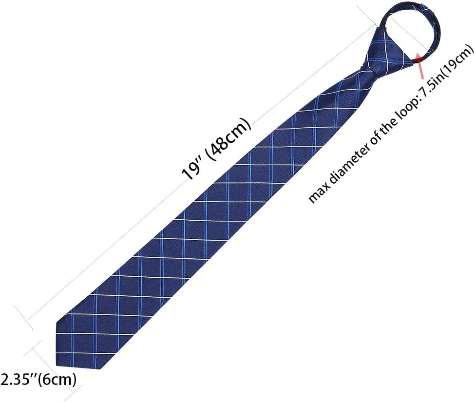 AUSKY Pre-tied Adjustable Zipper Skinny necktie,2.35inch Clip on Slim Ties for men or boys (1 Pack & 4 Packs for option)