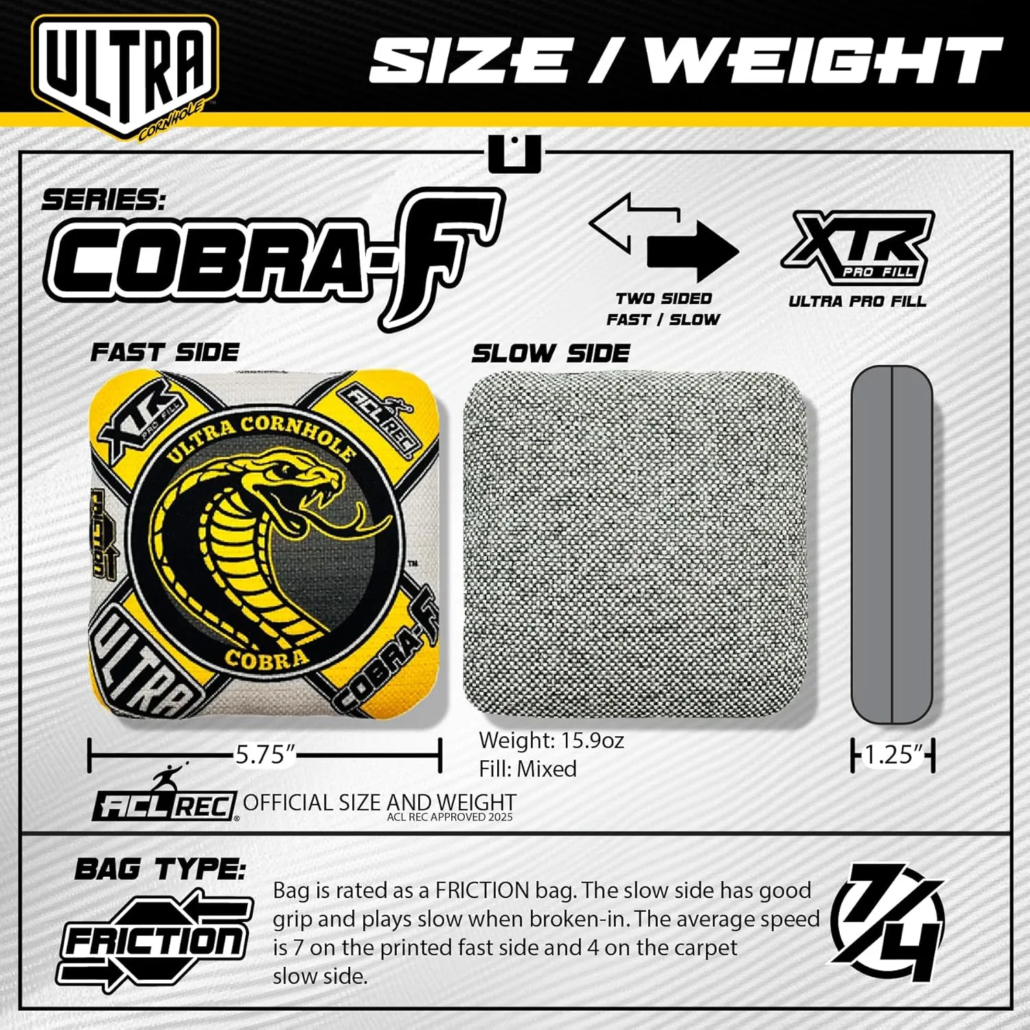 Bags Cobra-F Cornhole Bag Set - ACL Approved