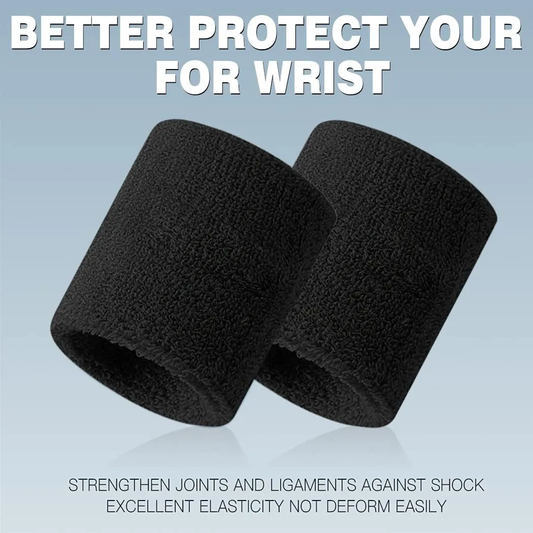 BEACE Sweatbands Sports Wristband for Men & Women - Moisture Wicking Athletic Cotton Terry Cloth Sweatband for Tennis, Basketball, Running, Gym, Working Out