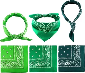Blulu 6 Pcs Neon Color Cowboy Bandanas for Men Women Assorted Paisley Pattern Handkerchiefs 22 x 22 Inch Kids Headwrap Scarfs