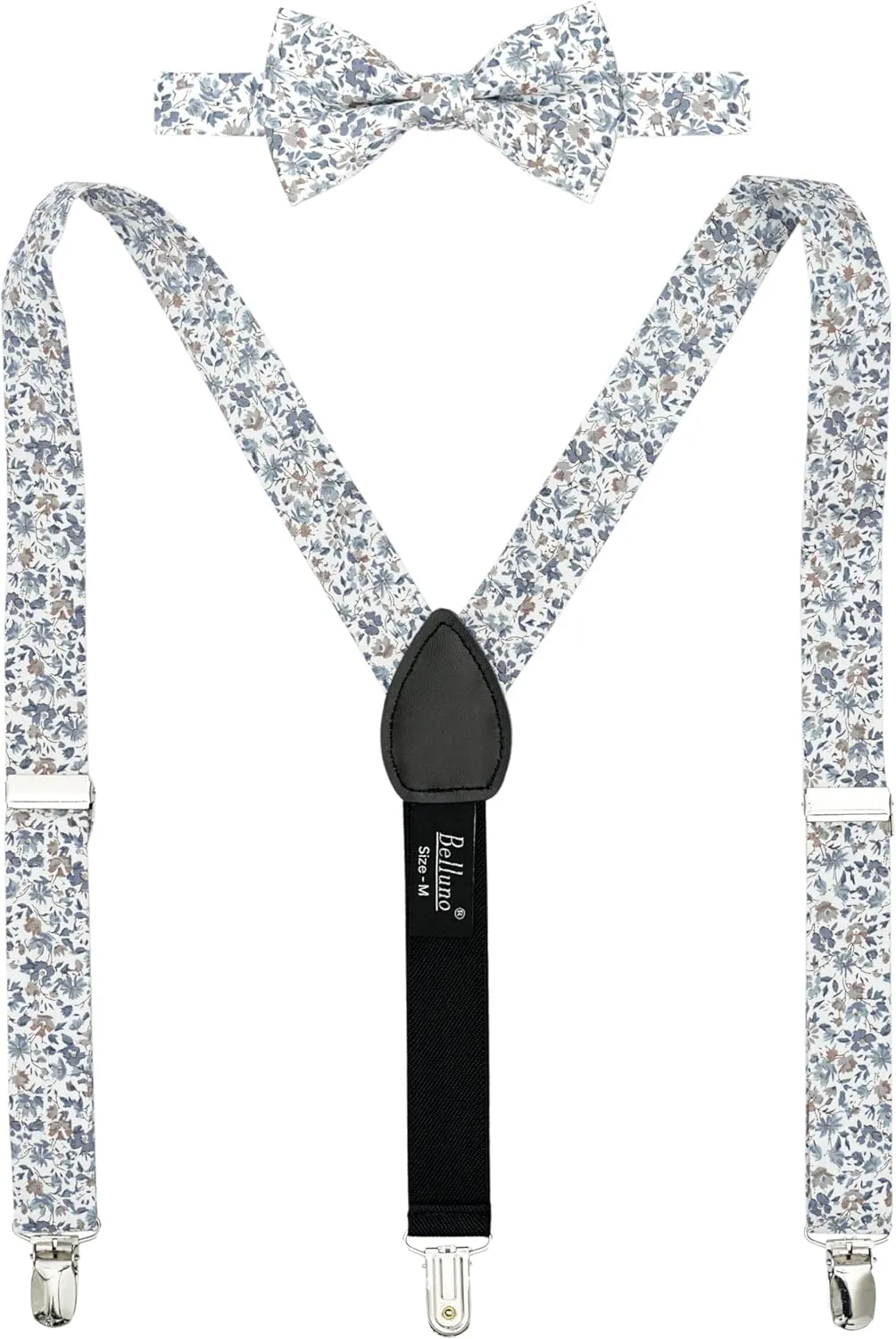 Boys' Floral Suspenders and Bow Tie Set, Pre-Tied Cotton Bowtie for Kids from Toddlers to Teens