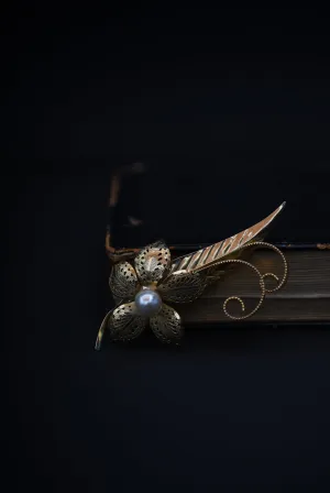brooch pearl flower France 1960's【Limited item　One-of-a-kind】