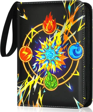 Card Binder for Cards, 4-Pocket Trading Card Binder with 50 Removable Sleeves Fits 400 Cards, Great Creative Design Card Collection Binder Album Gift for Boys Girls Aged 4 to 16 (400 Pockets)