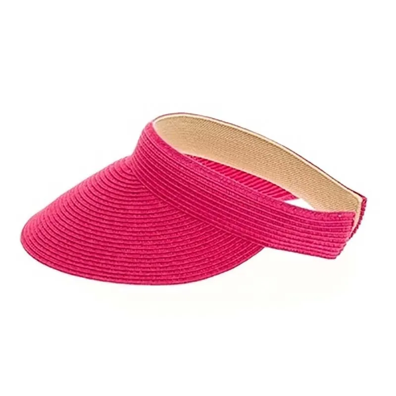 Comfort Band Bright Colors Clip On Straw Sun Visor - Boardwalk Style