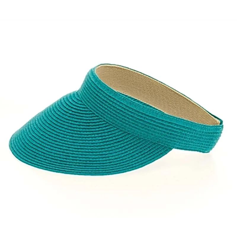 Comfort Band Bright Colors Clip On Straw Sun Visor - Boardwalk Style