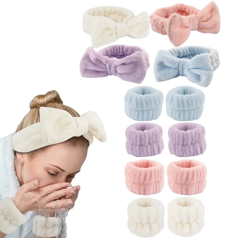 Coral Fleece Hair Band  Plush Waterproof Wrist Band Absorbent Sweat Wash Spa Bracelet Spa Wristband