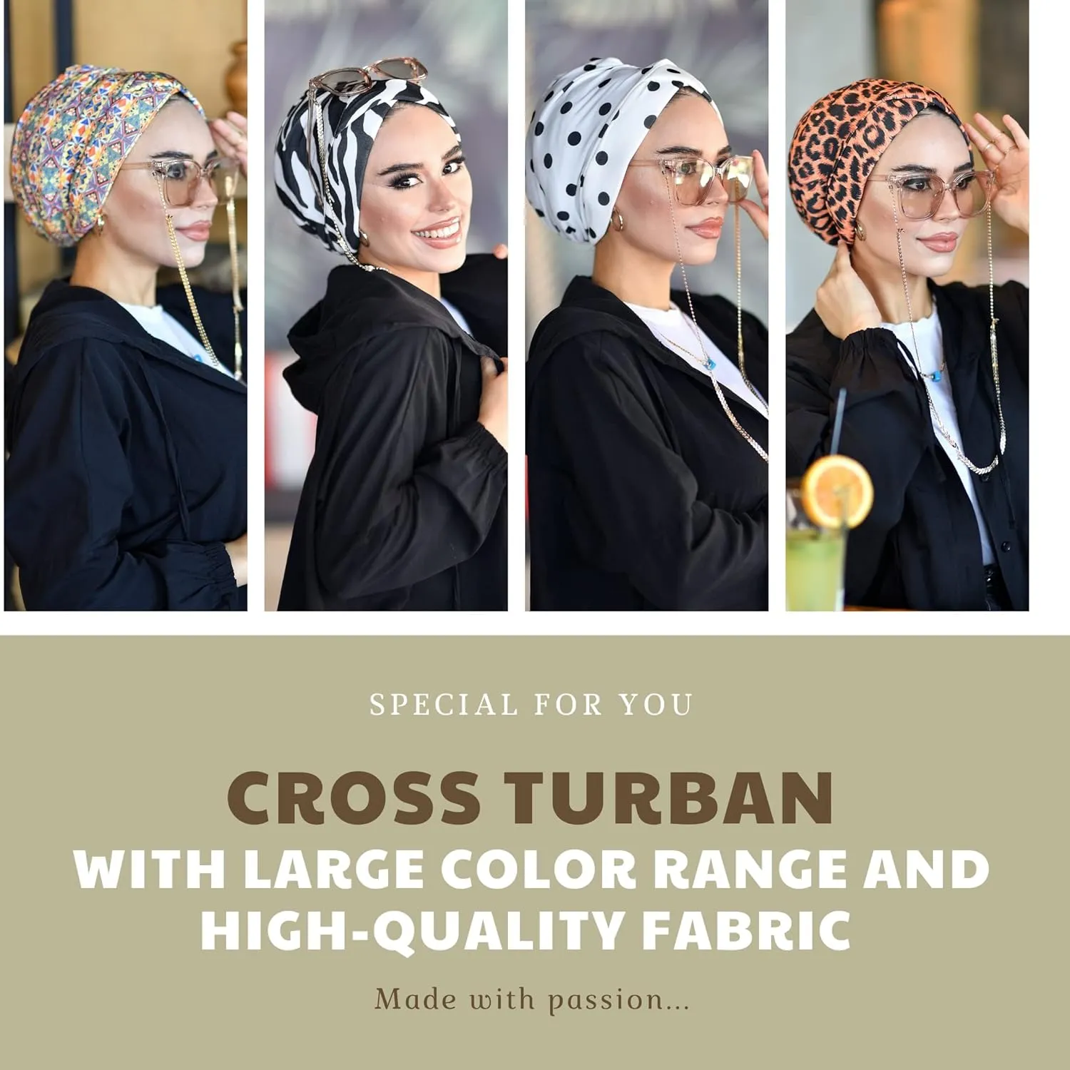 Cross Turban for Women - Hair Wraps and Head Wraps - Hijab Undercap and Instant Caps