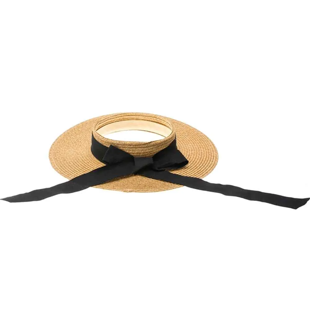 Crownless Sun Hat with Long Ribbon Bow - Boardwalk Hats