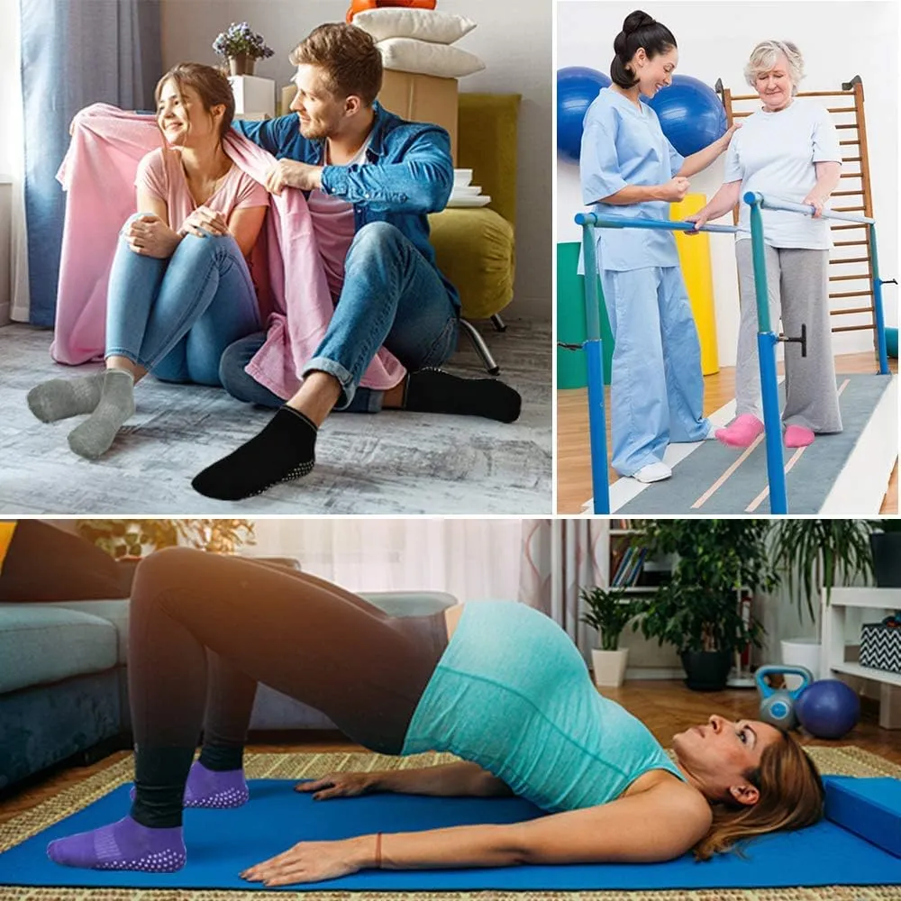 DWG Anti Slip Non Skid Slipper Yoga Socks with Grips Sticky Home Hospital Athletic Socks for Adult Women