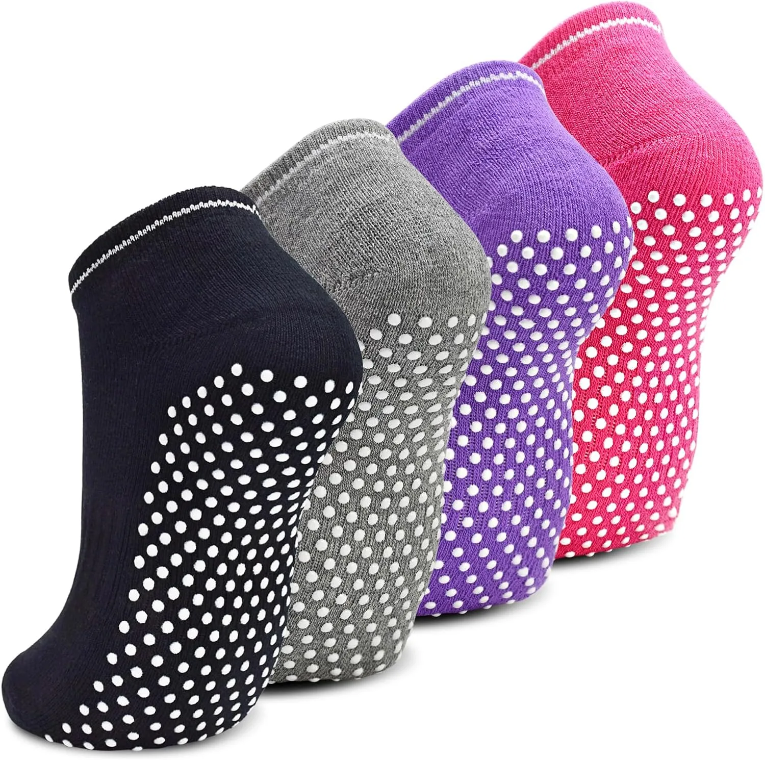 DWG Anti Slip Non Skid Slipper Yoga Socks with Grips Sticky Home Hospital Athletic Socks for Adult Women
