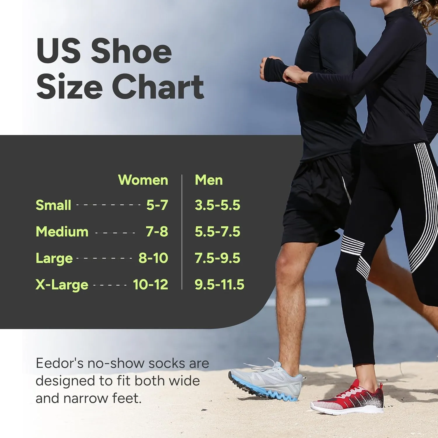 Eedor No Show Socks for Women & Men (Unisex) - Athletic Non Slip & Low Cut Invisible Socks - Soft & Stretchable Cotton Blend