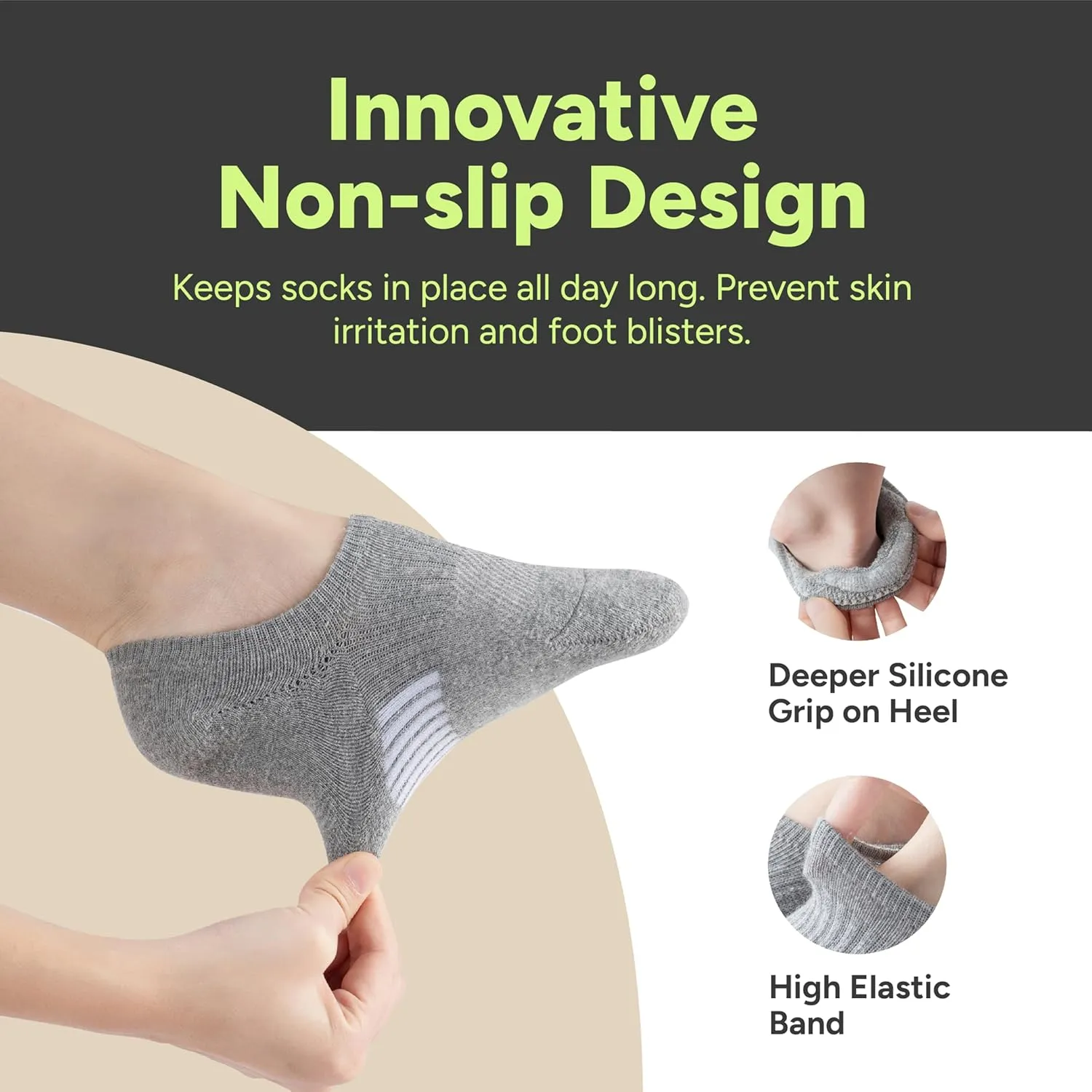 Eedor No Show Socks for Women & Men (Unisex) - Athletic Non Slip & Low Cut Invisible Socks - Soft & Stretchable Cotton Blend