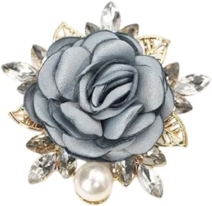 Elegant Rose Flower Pearl Brooch Pin for Women Men Wedding Party Essentials Handmade Crystal Pearl Fabric Flower Lapel Pin Dress Suit Accessories Boutonniere Idea Gifts Jewelry Valentine's Day