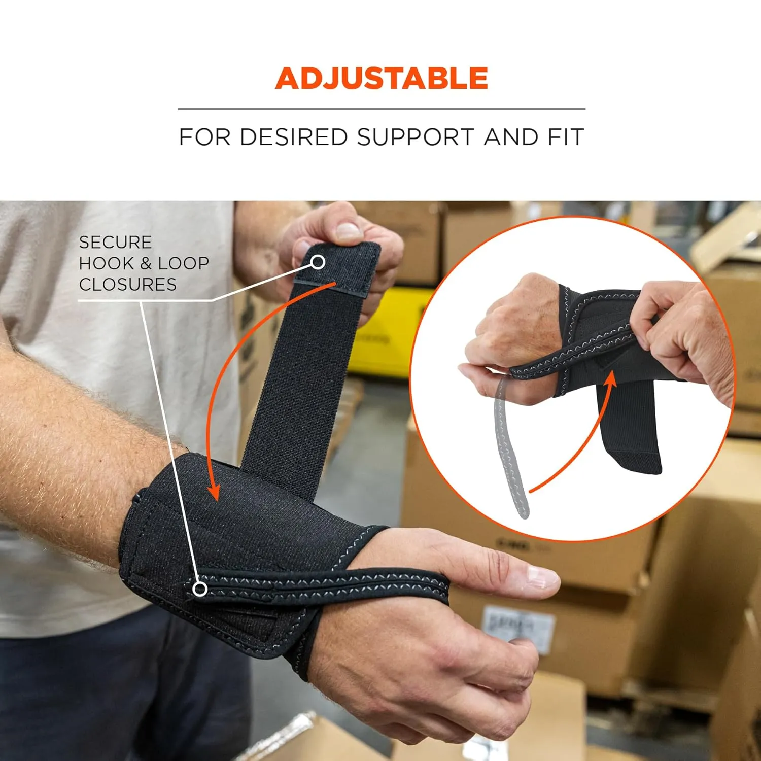 Ergodyne - 70008 ProFlex 4000 Single Strap Wrist Support, Black - X-Large, Right Hand