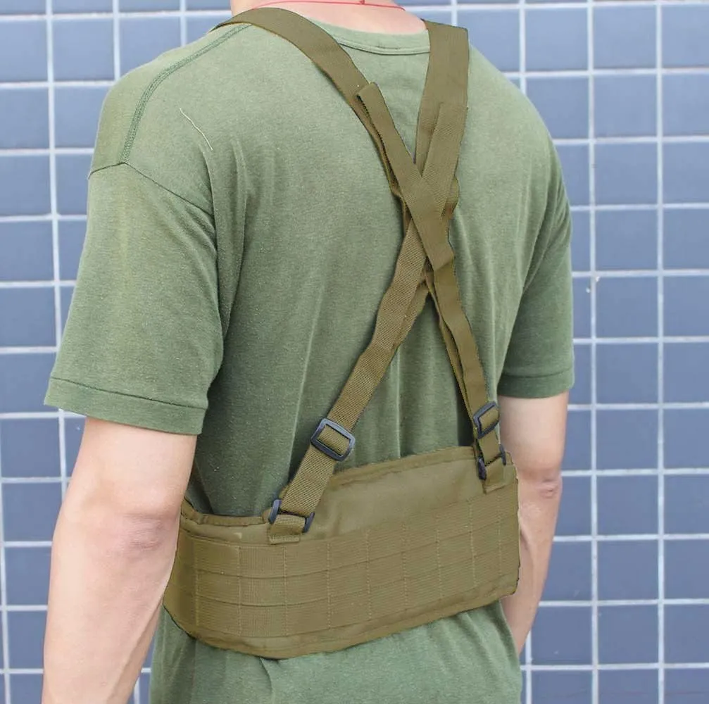 FAMI Tactical Battle Combat Airsoft Padded Equipment Molle Waist Belt with Adjustable Suspenders Free Straps