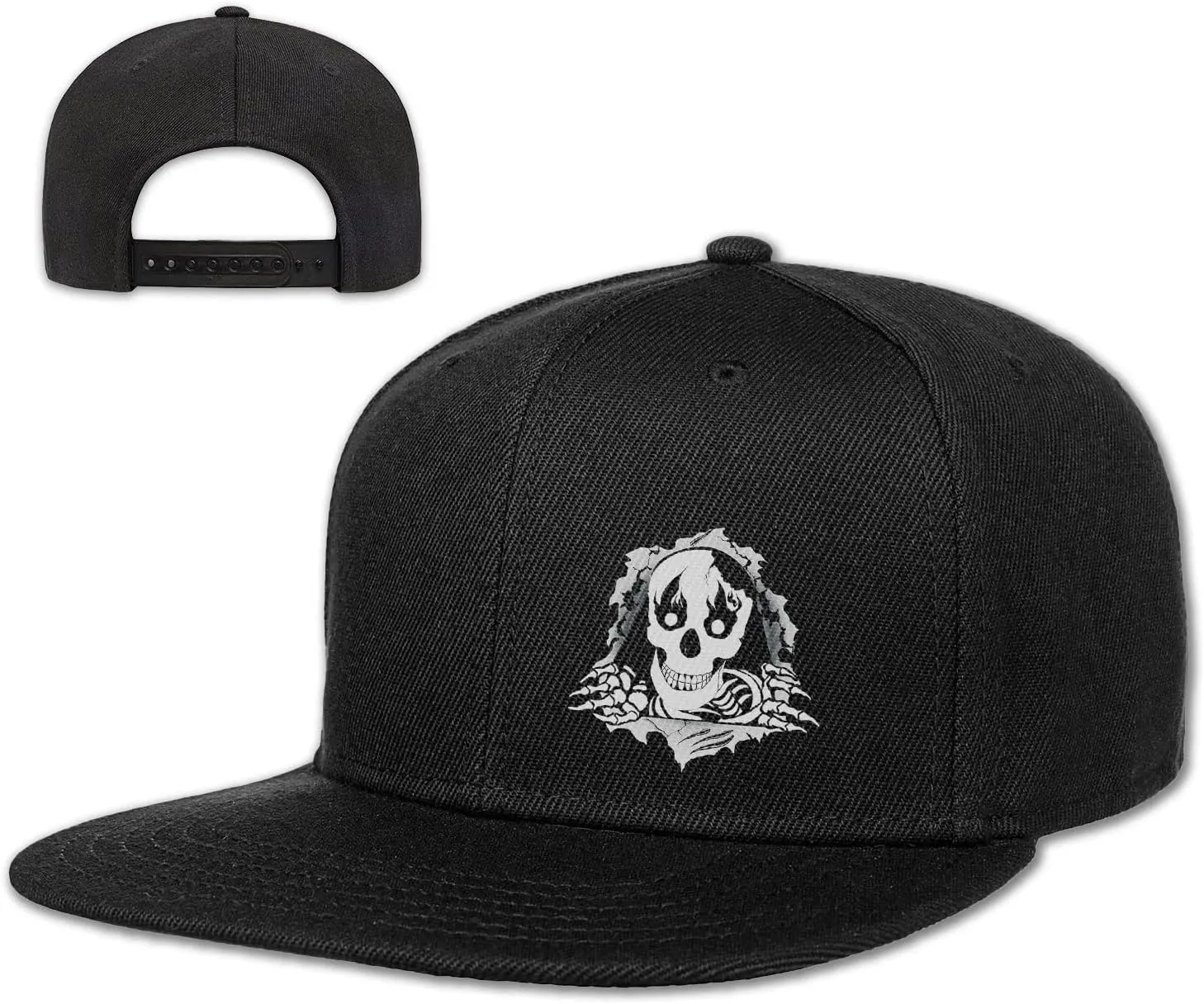 Flat Bill Hats for Women Skeleton Hand Rose Flat Bill Hat Mens Snap Back Hats Vintage Flat Brim Hat