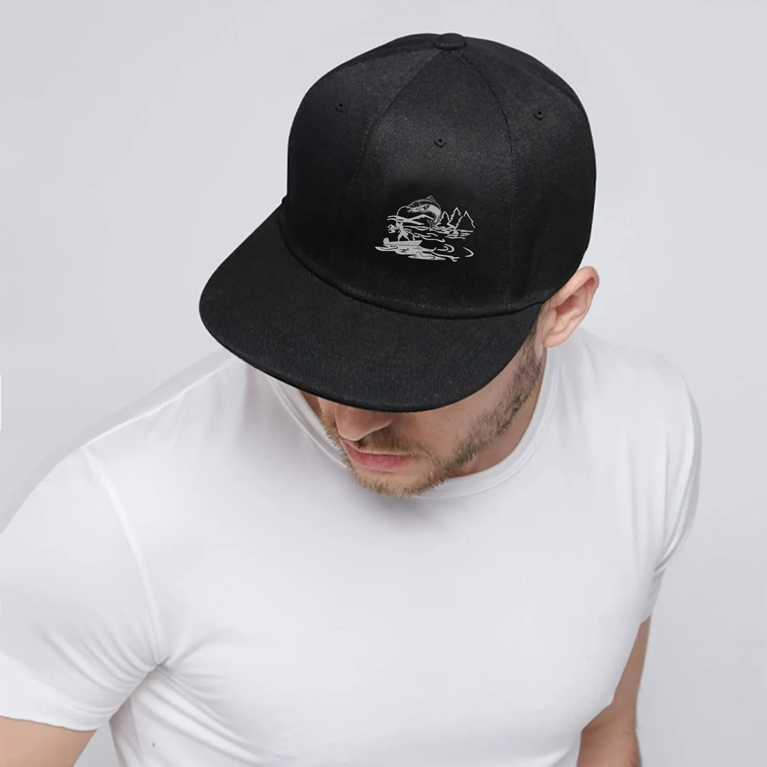 Flat Bill Hats for Women Skeleton Hand Rose Flat Bill Hat Mens Snap Back Hats Vintage Flat Brim Hat