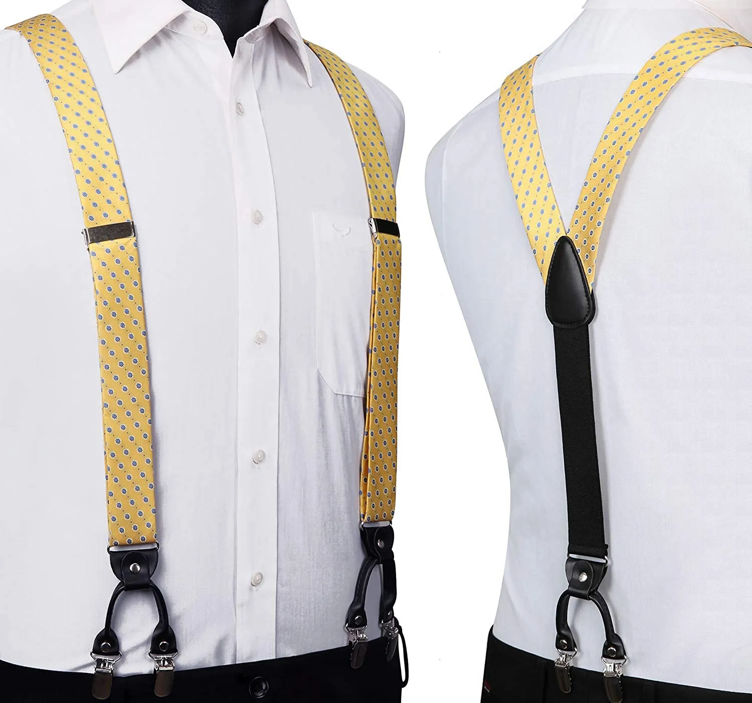 Floral Suspender Bow Tie Handkerchief - 9-YELLOW/BLUE