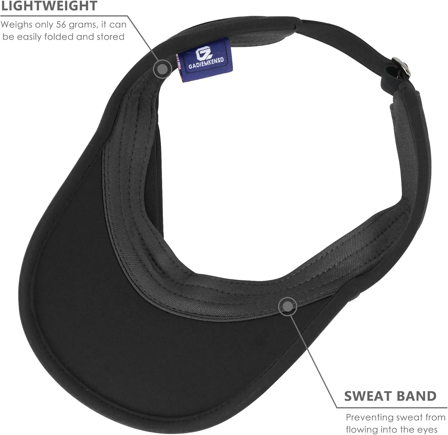 GADIEMKENSD Performance Visor - Stretchy Fabric, Lightweight, Breathable, Suitable for Sun Protection and Outdoor Exercise