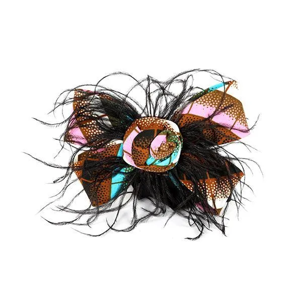 GIRLS ANKARA HAIRBAND WITH FEATHERS -  MULTICOLORED