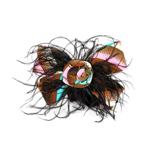 GIRLS ANKARA HAIRBAND WITH FEATHERS -  MULTICOLORED